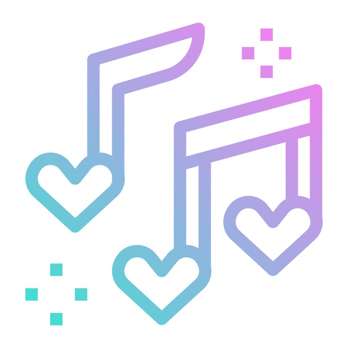 See more icon inspiration related to music, love, ballad, love and romance, music and multimedia, romantic music, valentines day, music player, music notes, romantic, quaver, song and hearts on Flaticon.