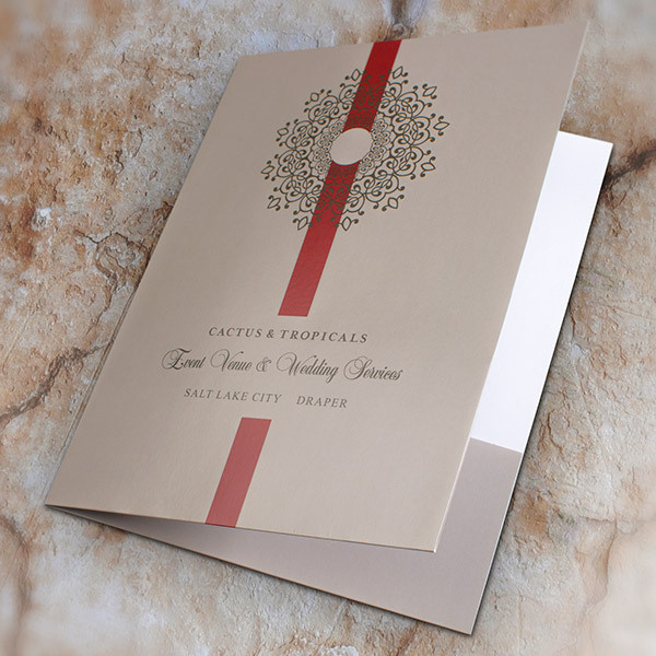 Cactus & Tropicals Event Venue & Wedding Services Folder #doily #presentation #folder #ribbon