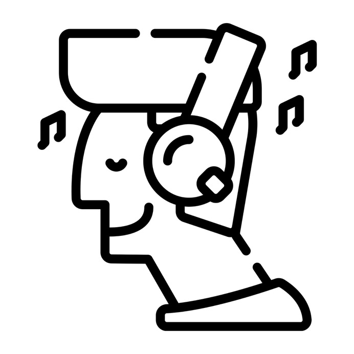 See more icon inspiration related to music, face, avatar, listening, auriculars, headphones, user, interface, happy, musical and person on Flaticon.