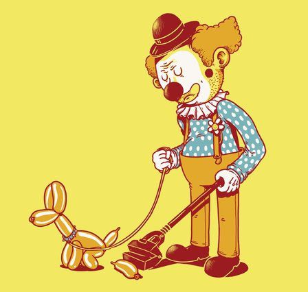 clown dog cleaning up tshirt balloon animal circus