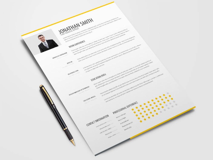 Free Clean Trendy Resume Template in PSD File Format