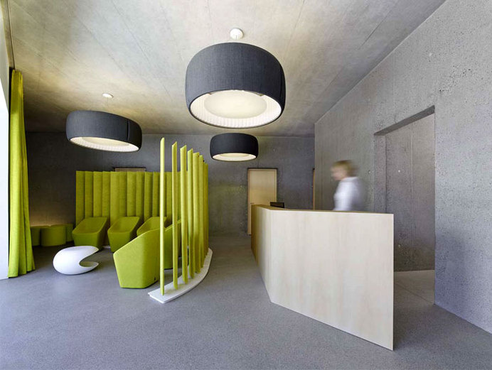 Exposed Concrete Walls at Residential and Dental Practice by Architekten Rüf Stasi Partner building combining residential dental practice 2 #interior #concrete #office #design #space #work