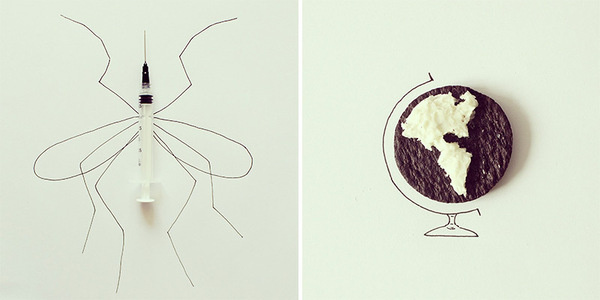 Everyday Objects Cleverly Incorporated Into Whimsical Illustrations DesignTAXI.com #cartoon #illustration #everyday #items