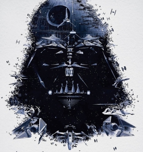 Star Wars example #147: tumblr_m0tpl1vB3a1qzt7h7o4_1280.jpg (946×1000) #montage #wars #black #illustration #vader #star #...