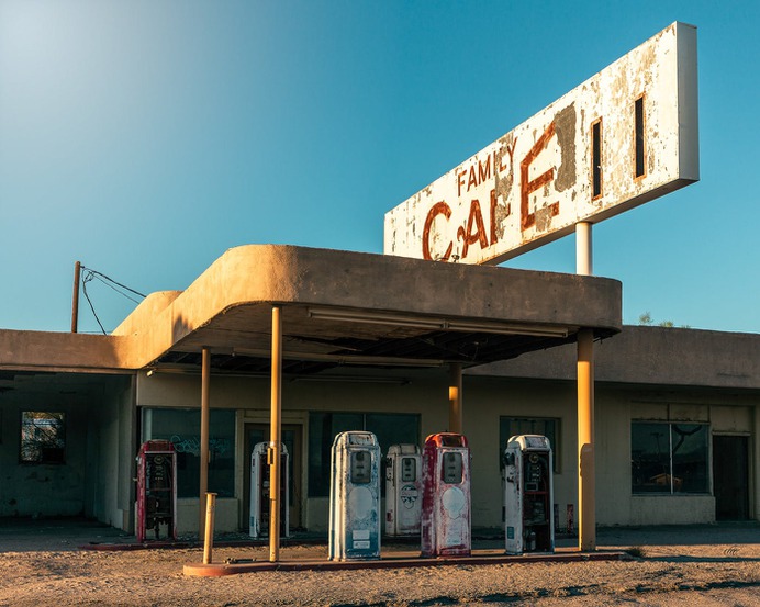 Desert Center California Photography - Mindsparkle Mag Beautiful photoshoot of a deserted diner in California. The shoot is entitled Desert Center, California, and it was captured by Mickey Strider in San Diego. #design #identity #color #photography #graphic #design #gallery #blog #project #mindsparkle #mag #beautiful #portfolio #designer
