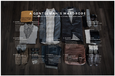 Gentleman's Wardrobe #photo #infographic #neatly #fashion #type #organized #style