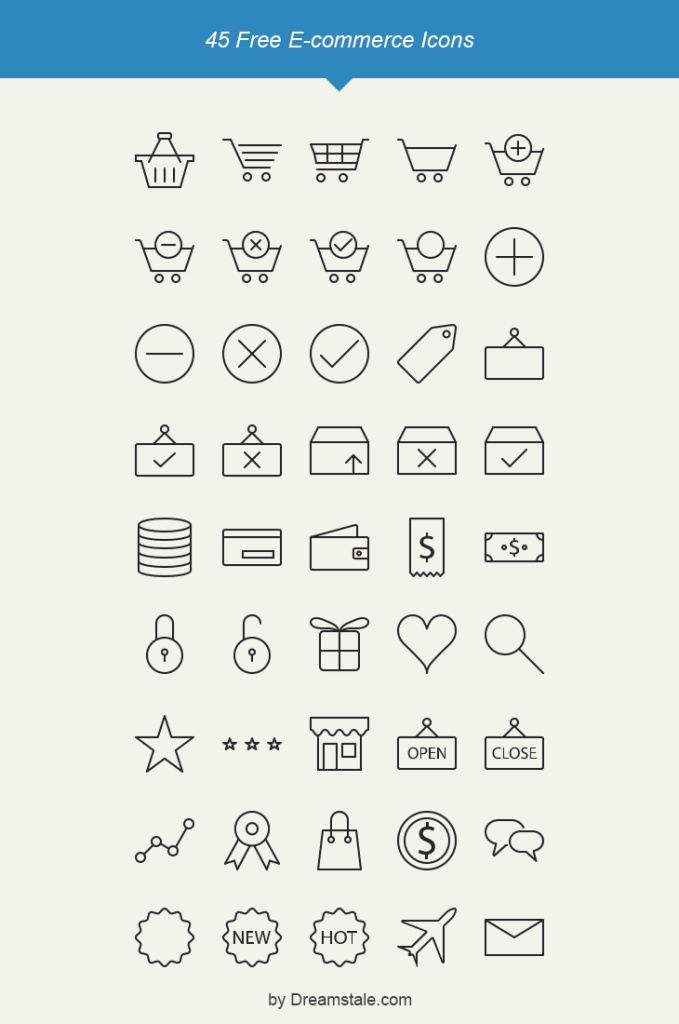 45 Free Vector Outline Ecommerce Icons
