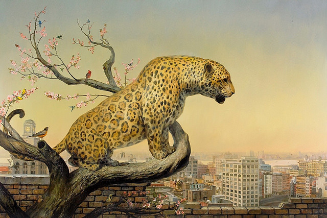 "Masterworks: Defining a New Narrative" at the Long Beach Museum of Art | Hi-Fructose Magazine #branch #city #big #zoo #cat #leapord #illustration #nature #painting #animal