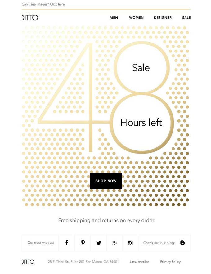 Product Sale Email Design from Ditto - Really Good Emails