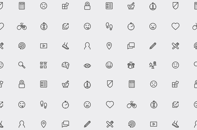 Iconography designed by Shorthand for fitness and lifestyle app Ritualize #pattern #pictogram #icon #sign #set #picto #symbol