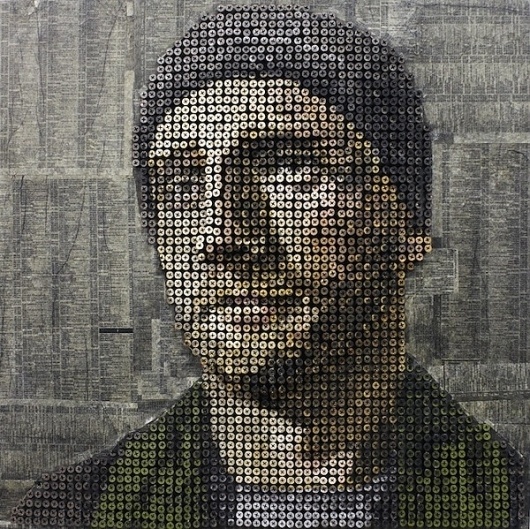 Flavorwire » Andrew Meyers' Crazy 3D Screw Portraits #screw #painting #portrait #art