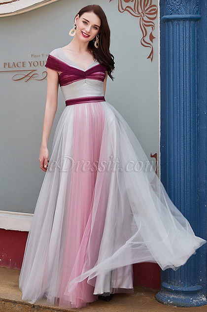 eDressit New V-Cut Straps Gradient Colour Party Bridesmaid Dress (00200846)