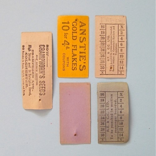 Vintage Paper Bus Tickets from the UK Transportation Ephemera for Scrapbooking Crafts Art Mixed Media Collage Collectible Supplies #backs #ticket