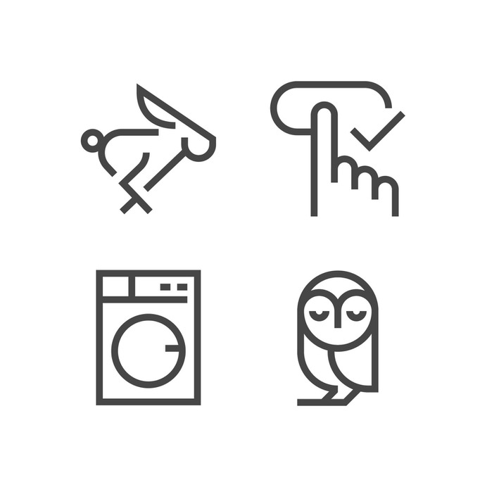 Pictogram and Icon Design by Sascha Elmers #icon #icons #iconography #pictogram #symbol #animal #hare #rabbit #owl 