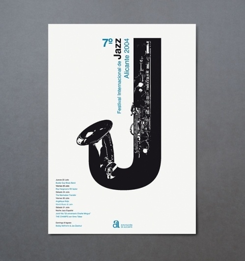 festival internacional de jazz de alicante | estudio ibán ramón | Proyectos de identidad corporativa, diseño editorial y comunicación gráfica #visual #spain #ramn #festival #jazz #internacional #valencia #de #poster #music #type #metaphor #alicante #iban #sax #typography