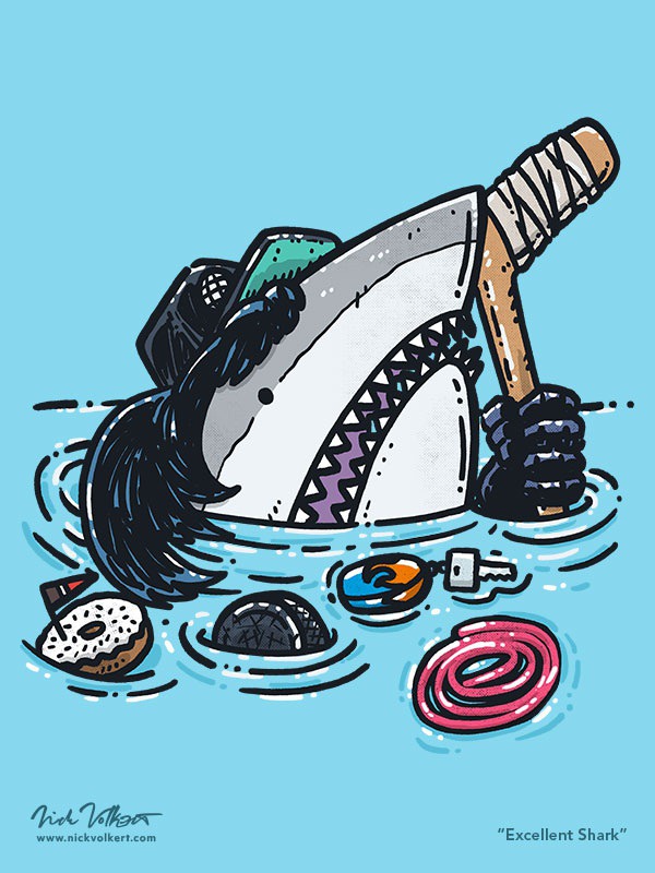 Hailing from Aurora, IL, the 'City of Lights'. #excellent #partyon #aurora #hockey #licorice #mullet #90s #shark #greatwhite #metal #truckerhat #keychain #donut #hockeypuck