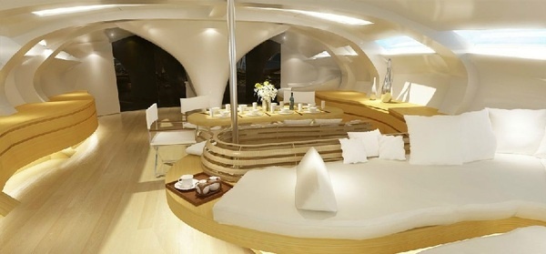 Yacht Adastra modern living area interior #super #adastra #yacht #modern