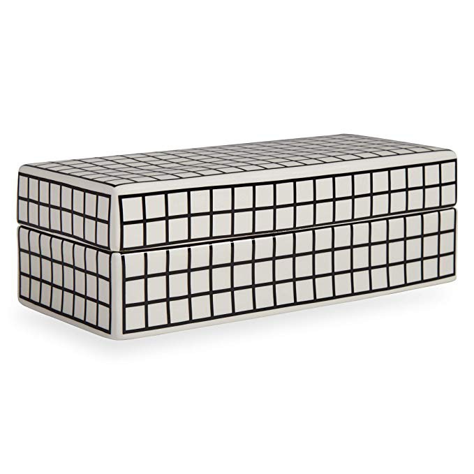 Now House by Jonathan Adler Grid Decorative Box, Black and White