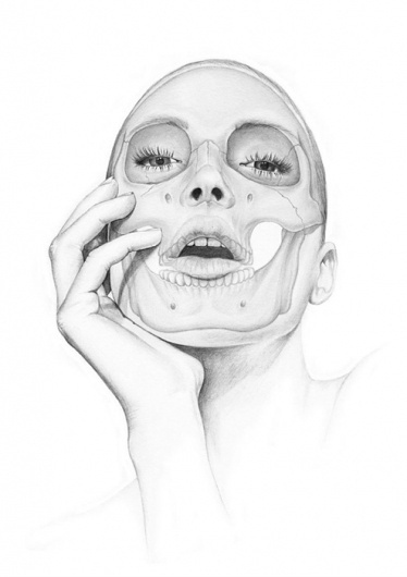 this isn't happiness™ (Know Thyself), Peteski #woman #anatomy #ray #illustration #skull #hand #sketch