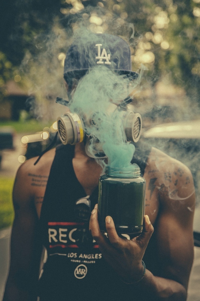 Self portrait #urban #bizarre #warfare #smoke #photography #mask #gas