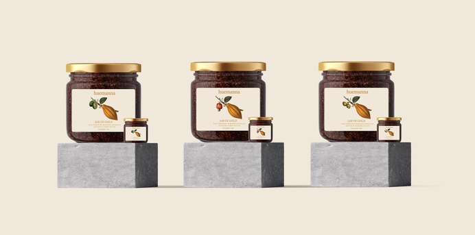 Huemanna - Jar of Gold Packaging - Mindsparkle Mag Monograph&Co. designed the new packaging design for Huemanna – The Jar of Gold Collection which is a series of Activated Nut Butters made from stone ground natural ingredients that help nourish the body and soul. #packaging #logo #identity #branding #design #color #photography #graphic #design #gallery #blog #project #mindsparkle #mag #beautiful #portfolio #designer