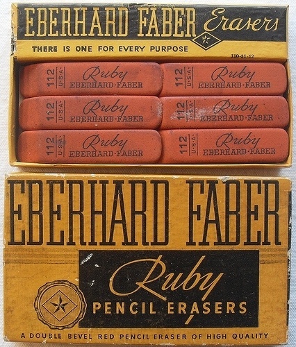 swissmiss | Vintage Eberhard Faber Ruby Erasers #1940s #montone #christian #faber #box #by #eraser #vintage #eberhard #ruby
