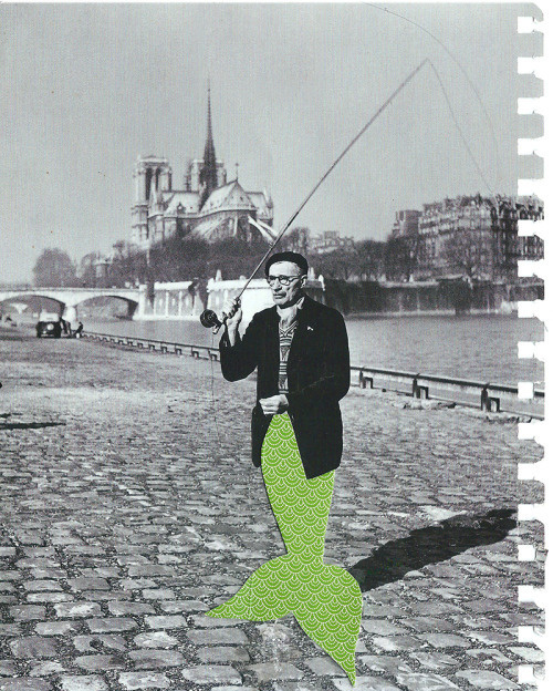 1950s merman, paris (collage series) - 3 #paris #merman #1950s #design #doisneau #leriquiqui #art #fishing #mermaid #collage #cutout