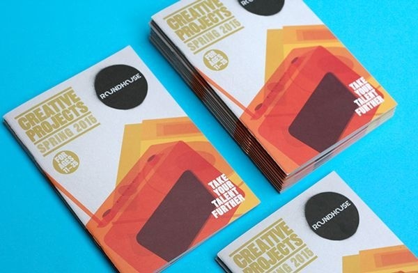 The Roundhouse's Creative Projects programme has been given a revamp for 2015. Working within a similar colour palette, we stripped back the #youth #creative #illustartion #layout #booklet