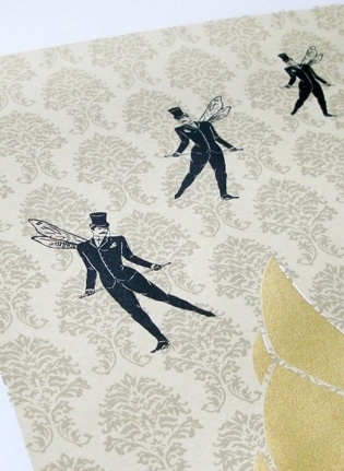 Made By Morris #printed #silkscreen #cream #print #gramaphone #gold #hand