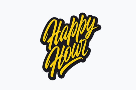 'Happy Hour' vector brush lettering