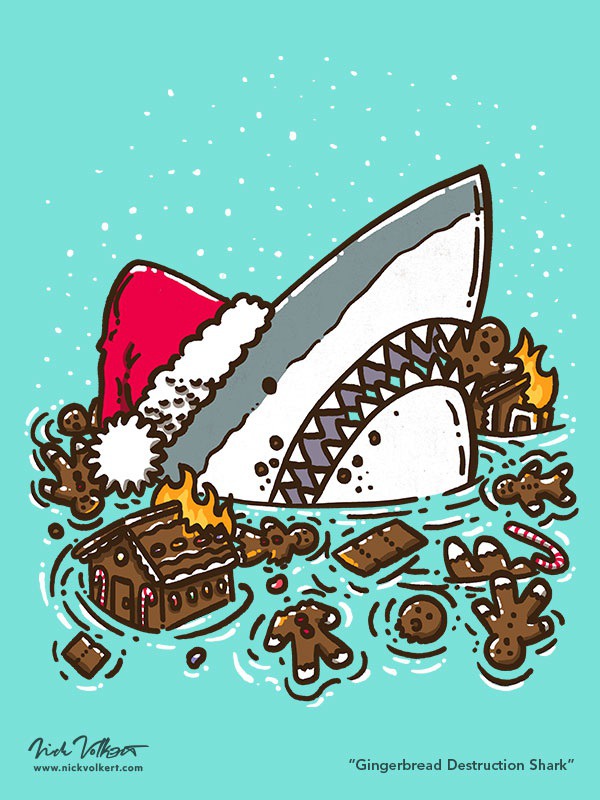 Fact: Sharks have a hankering for all things gingerbread, best not get in their way.