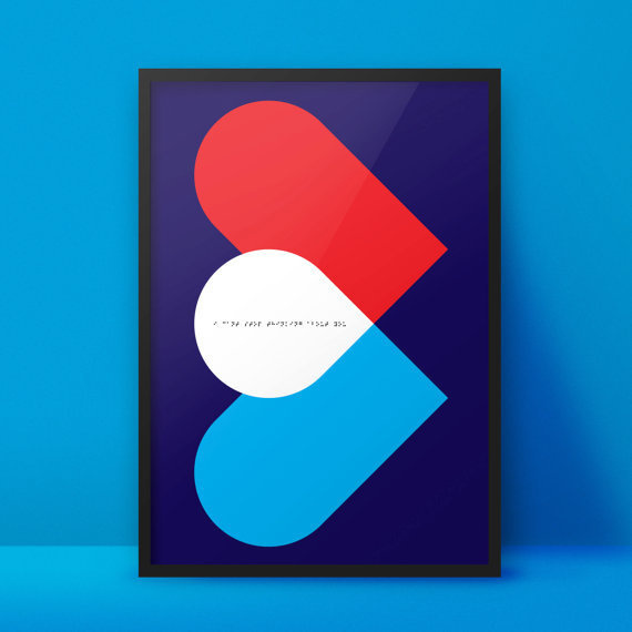 Blind Love Poster https://www.etsy.com/de/listing/222233371/blinde-liebe-plakat-and-postkarte #blind #3d #a2 #graphic #geometric #braille #minimal #poster #love