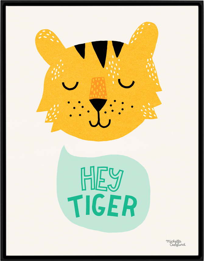 #nordic #design #graphic #illustration #danish #simple #nordicliving #living #interior #kids #room #poster #tiger #hey #yellow #green