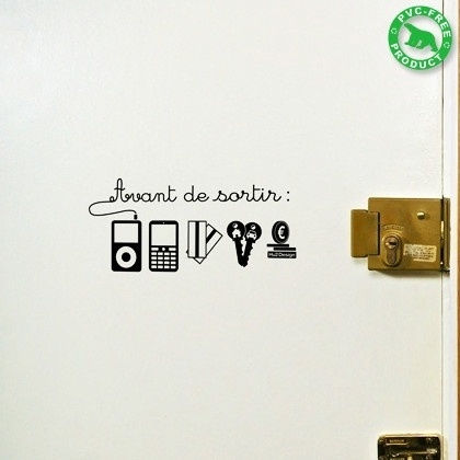 wall sticker Avant De Sortir checklist wall art graphic reminder by Hu2 Design original pvc free eco friendly decals home decoration vinyl adhesive ($ #font #script #white #icons #black #functional #and #reminder
