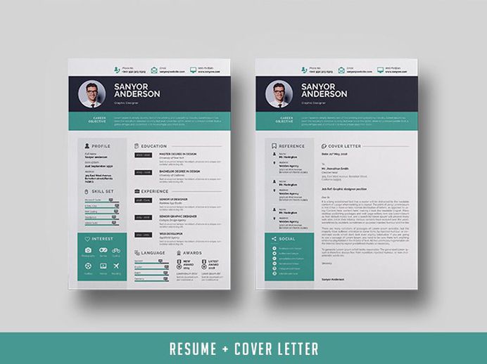 Free Infographic Indesign Resume Template with Cover Letter Page