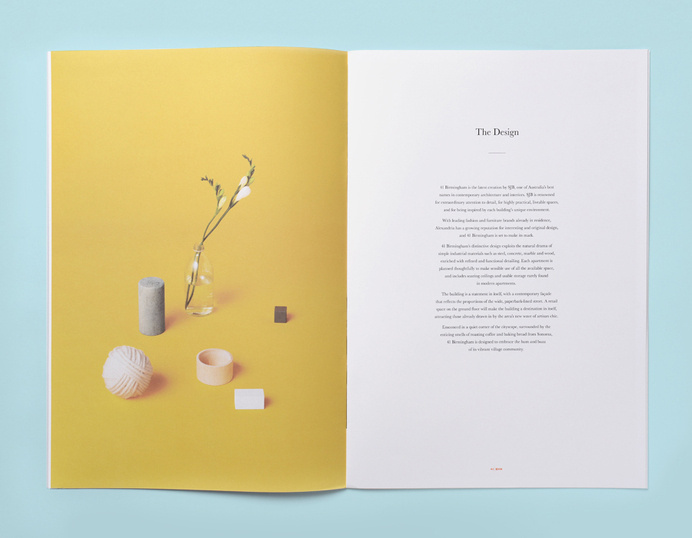 Brochure designed by Naughtyfish for 41 Birmingham, a boutique apartment development situated in Sydney's Alexandria district. #layout #print