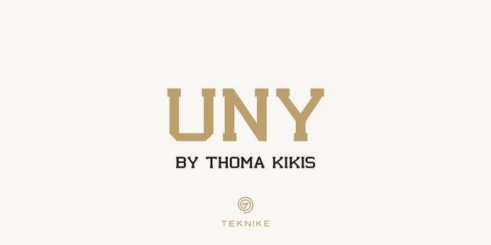 UNY typeface (font) designed by Thoma Kikis. Teknike.com - #uny #typeface #font #kikis #thomakikis #block #varsity #lettering #greek #latin #cyrillic #teknike
