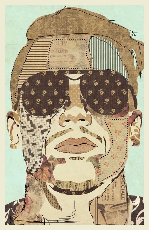 "Macklemore" www.KyleMosher.com #illustration #art #kylemosher #vintage #newspaper #hiphop #portrait #rap