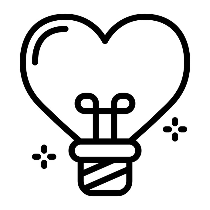 See more icon inspiration related to like, idea, love and romance, invention, valentines day, heart shaped, romantic, electronics, heart, love, light bulb, bulb, shapes and technology on Flaticon.