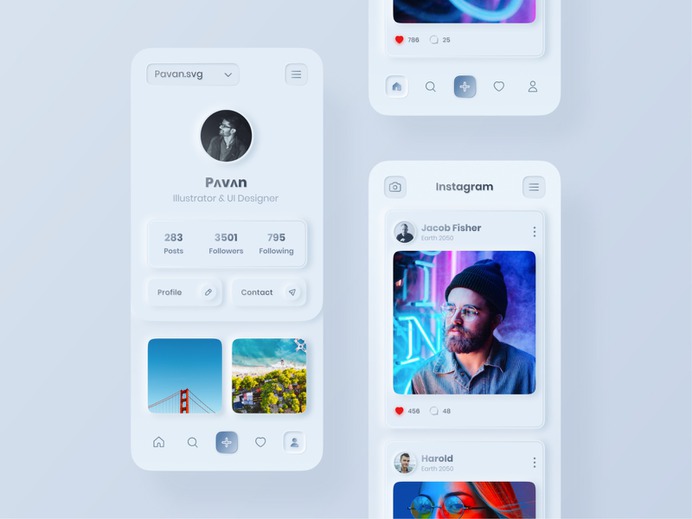 SKEUOMORPH STYLED INSTAGRAM UI CONCEPT BY PɅVɅN