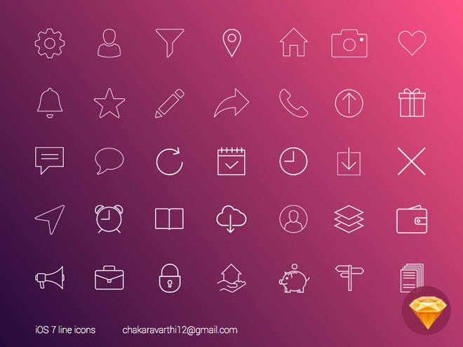 Free Sketch iOS7 line icons