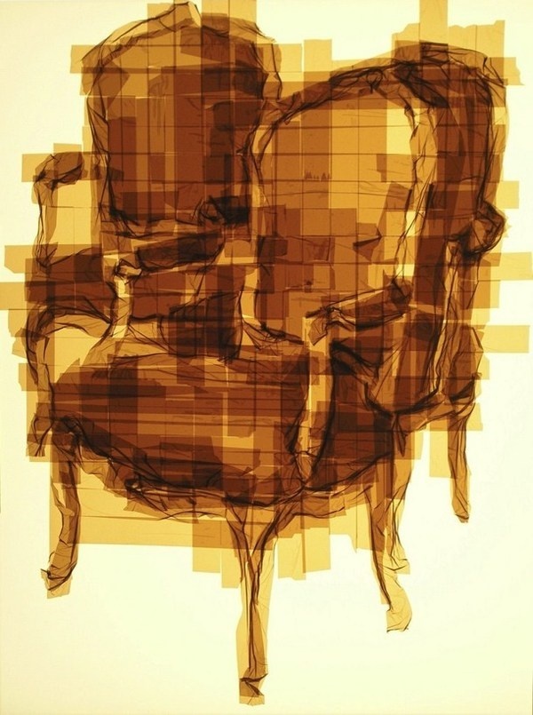 Antique armchair tape painting #portraits #tape #art #paintings