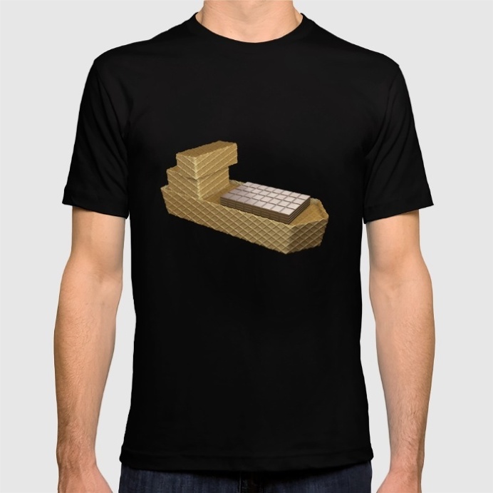 Chocolate Ship T-shirt at Søciety6 #chocolate #cinema4d #kex #biscuit #wafer #ship #boat #cargo #3dart #c4d #cgi #ocean #sea #rickardarvius