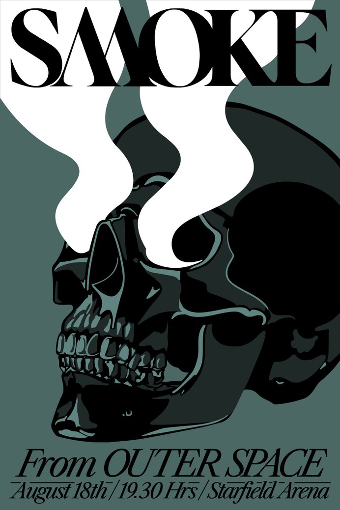 Smoke Variant - Skull Poster #gianmarcomagnani #illustration #poster #posterdesign #prints #typography #typeposter #typographicposters #minimal #flat #design #graphicdesign #art #black #retro #future #futurism #vector #sixtywatts #scifi #sciencefiction #science #fictions #concertposter #musicposter #planetarium #fromouterspace #music #hifi #hifiaudio #hifisound #hifisystem #audiophile #stereo #scifiart #space #skeleton #bones #skull #anatomy