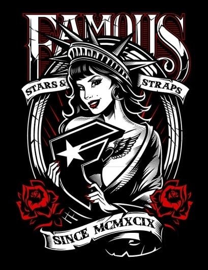 FAMOUS/WILD ONES on the Behance Network #liberty #woman #famous #roses #tee #america