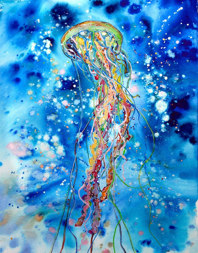easy jellyfish painting & jellyfish paint by numbers