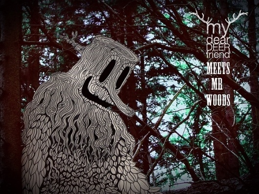 My Dear Deer Friend meets mr. Woods on the Behance Network #dear #diploo #deer #woods #my #friend #drawing