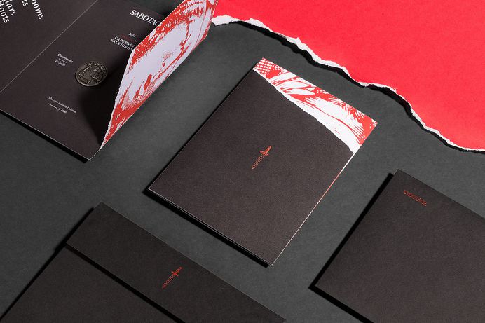 Sabotage Wine packaging invite design by Javier Garcia on Behance