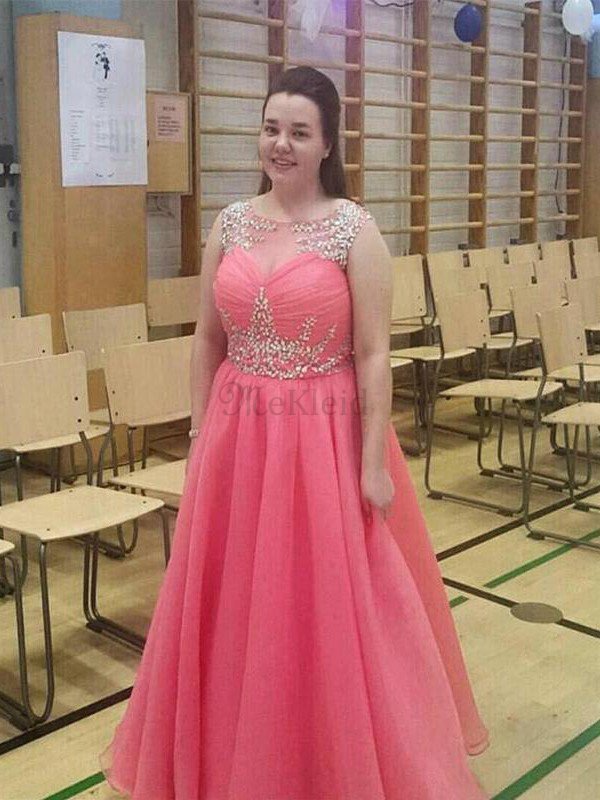 Prinzessin A Linie Bodenlanges Ballkleid für Mollige aus Chiffon