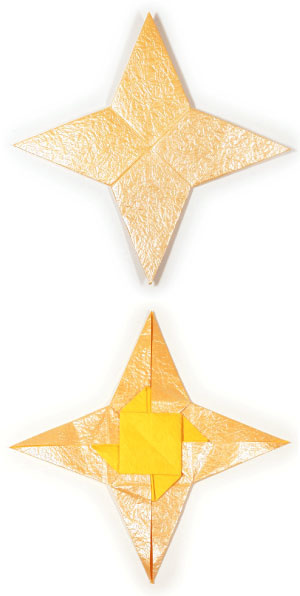 How to make a 2D four-pointed origami star (http://www.origami-make.org/howto-origami-star.php)